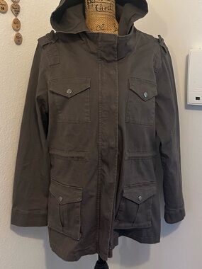 Utility Hooded Anorak Jacket in Gray